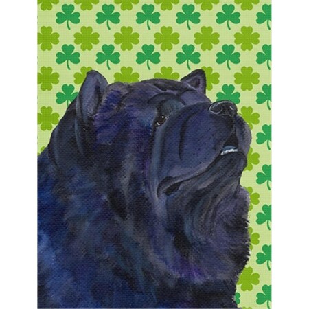 Carolines Treasures Chow Chow St. Patricks Day Shamrock Portrait Flag Canvas House Size SS4432CHF
